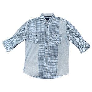 Civil Society Blue Checkered Button Down Shirt Sz S